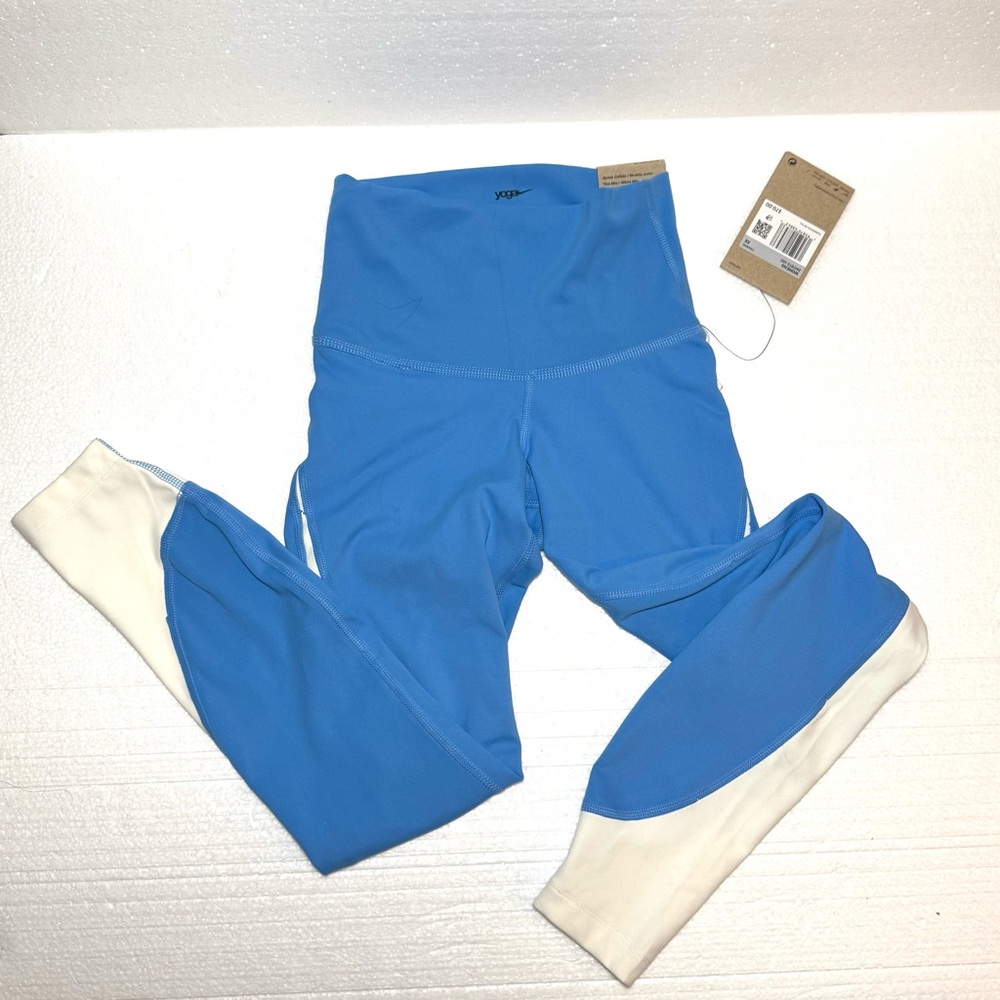 Nike Training Blue and White Leggings with High Waistband Yoga Sport 7/8 Length